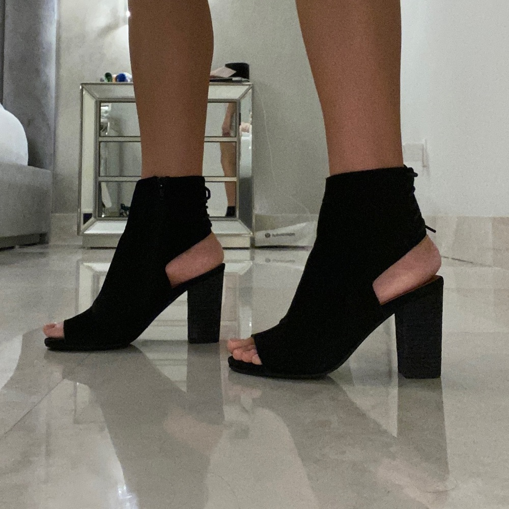 Jeffery Campbell Ibiza Heeled Cut Out Bootie Sandal Suede Size 8